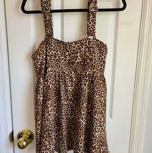 Leopard print babydoll cami blouse
